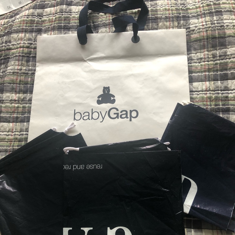 NEW BabyGap large gift bag plus three Gap plastic bags